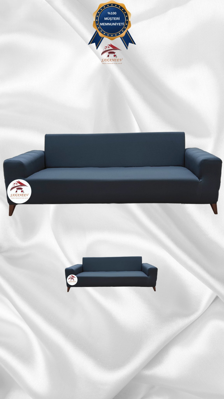 Mikro Kumaş Lastikli Giydirme Koltuk Örtüsü - Kaymaz Elastik Koltuk Koruyucu Antrasit Renk 3+2 (2 Parça Set) Özel Ölçü