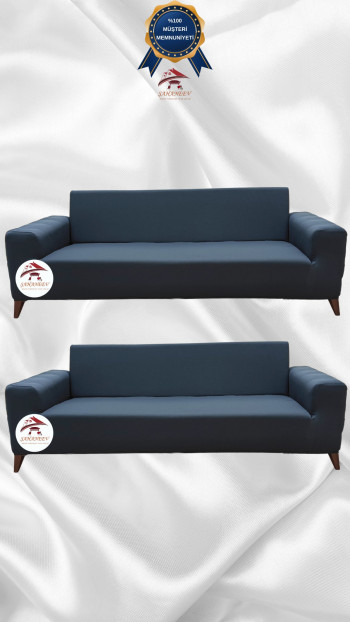 Mikro Kumaş Lastikli Giydirme Koltuk Örtüsü - Kaymaz Elastik Koltuk Koruyucu Antrasit Renk 3+3 (2 Parça Set)