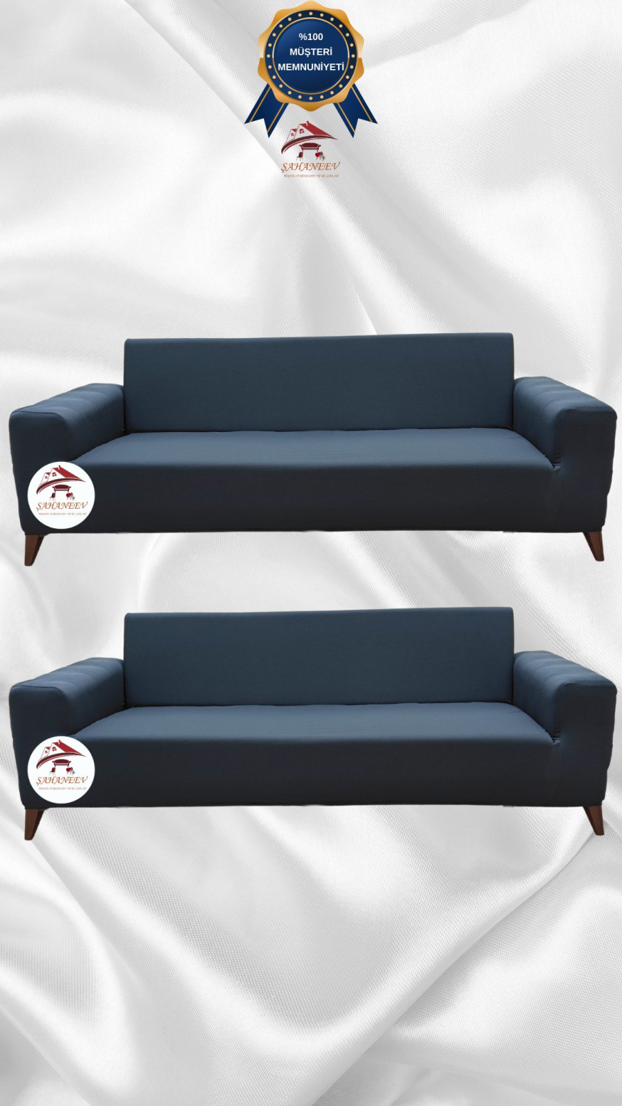 Mikro Kumaş Lastikli Giydirme Koltuk Örtüsü - Kaymaz Elastik Koltuk Koruyucu Antrasit Renk 3+3 (2 Parça Set)