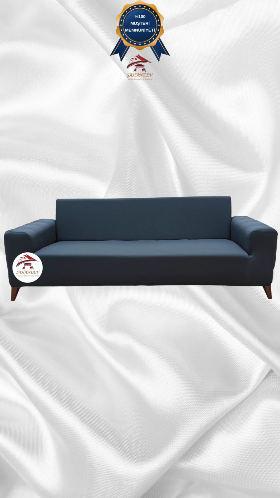 Mikro Kumaş Lastikli Giydirme Koltuk Örtüsü - Kaymaz Elastik Koltuk Koruyucu Antrasit Renk 3'lü Set (1 Parça)