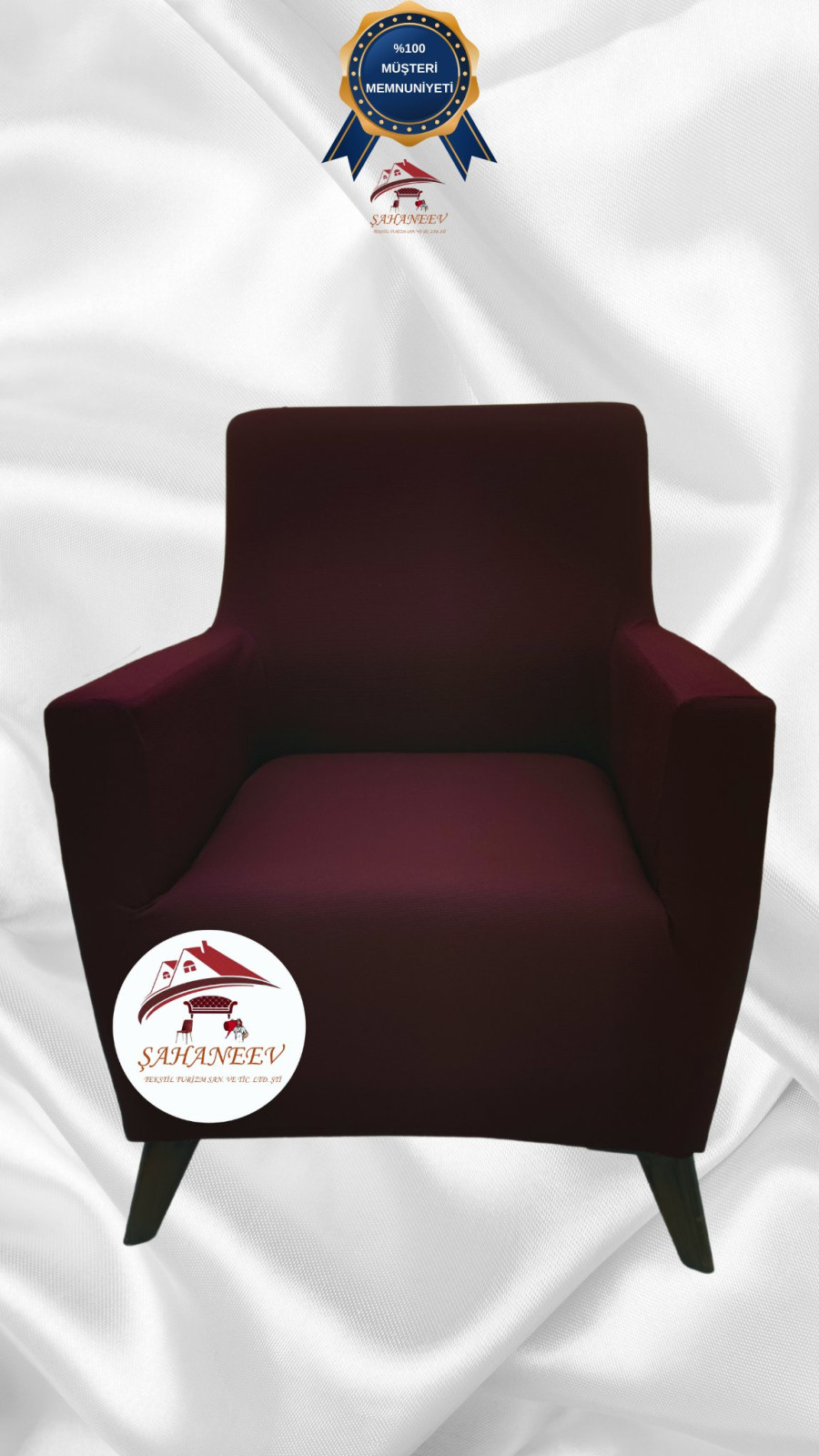 Mikro Kumaş Lastikli Giydirme Koltuk Örtüsü - Kaymaz Elastik Koltuk Koruyucu Bordo Renk Tekli (1 Parça) Özel Ölçü