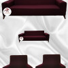 Micro Fabric Elastic Sofa Cover - Non-Slip Elastic Sofa Protector Maroon Color 3+2+1+1 (4 Piece Set)