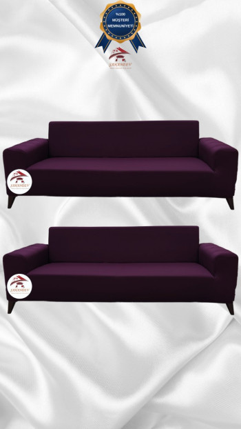 Mikro Kumaş Lastikli Giydirme Koltuk Örtüsü - Kaymaz Elastik Koltuk Koruyucu Fuşya Renk 3+3 (2 Parça Set)