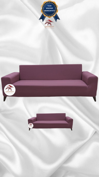 Micro Fabric Elastic Sofa Cover - Non-Slip Elastic Sofa Protector Rose Color 3+2 (2 Piece Set)