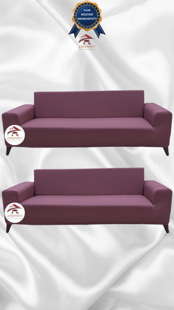 Mikro Kumaş Lastikli Giydirme Koltuk Örtüsü - Kaymaz Elastik Koltuk Koruyucu Gülkurusu Renk 3+3 (2 Parça Set)