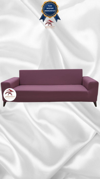 Mikro Kumaş Lastikli Giydirme Koltuk Örtüsü - Kaymaz Elastik Koltuk Koruyucu Gülkurusu Renk 3'lü Set (1 Parça)