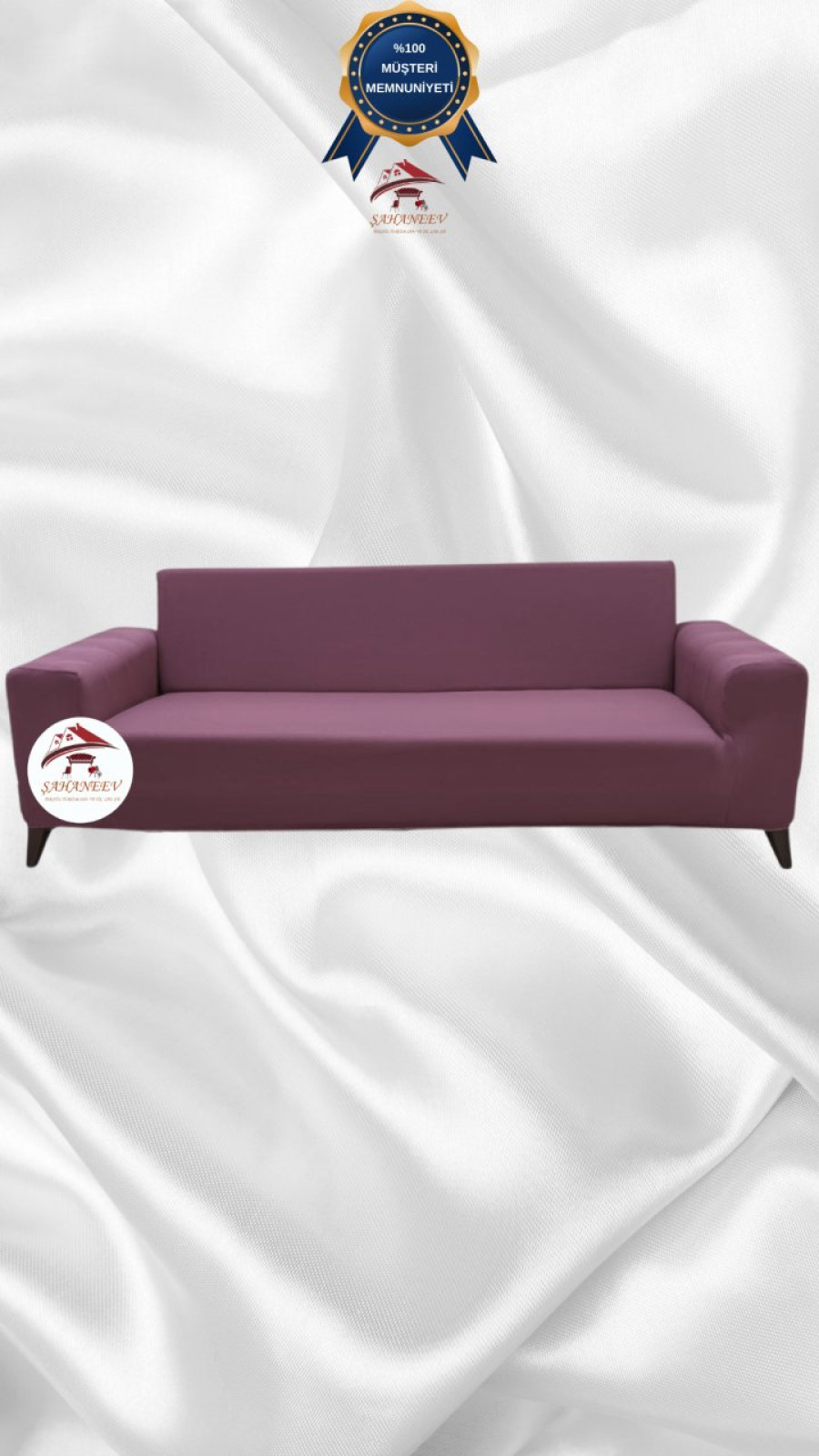 Mikro Kumaş Lastikli Giydirme Koltuk Örtüsü - Kaymaz Elastik Koltuk Koruyucu Gülkurusu Renk 3'lü Set (1 Parça)