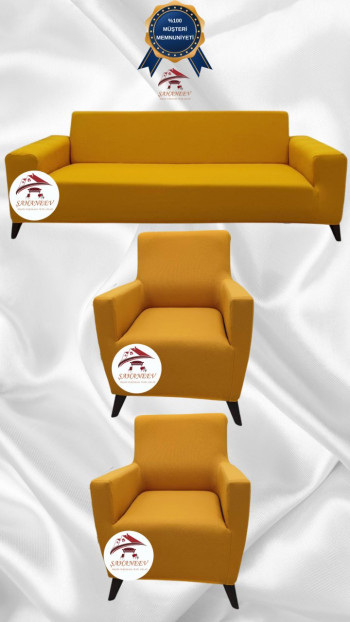 Micro Fabric Elastic Sofa Cover - Non-Slip Elastic Sofa Protector Mustard Color 3+1+1 (3 Piece Set)