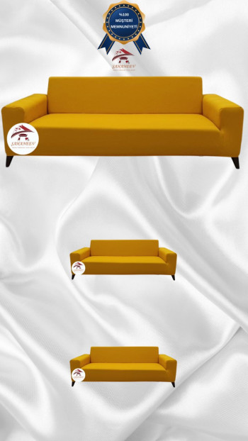 Micro Fabric Elastic Sofa Cover - Non-Slip Elastic Sofa Protector Mustard Color 3+2+2 (3 Piece Set)