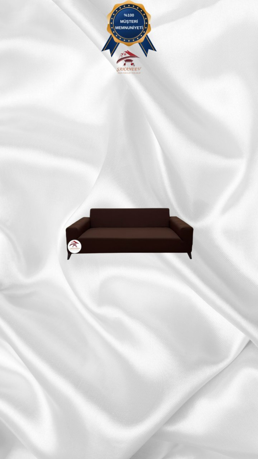 Mikro Kumaş Lastikli Giydirme Koltuk Örtüsü - Kaymaz Elastik Koltuk Koruyucu Kahverengi Renk 2'li Set (1 Parça) Özel Ölçü