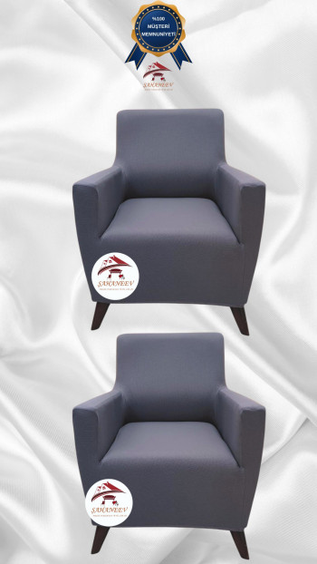 Mikro Kumaş Lastikli Giydirme Koltuk Örtüsü - Kaymaz Elastik Koltuk Koruyucu Koyu Gri Renk 1+1 (2 Parça Set)