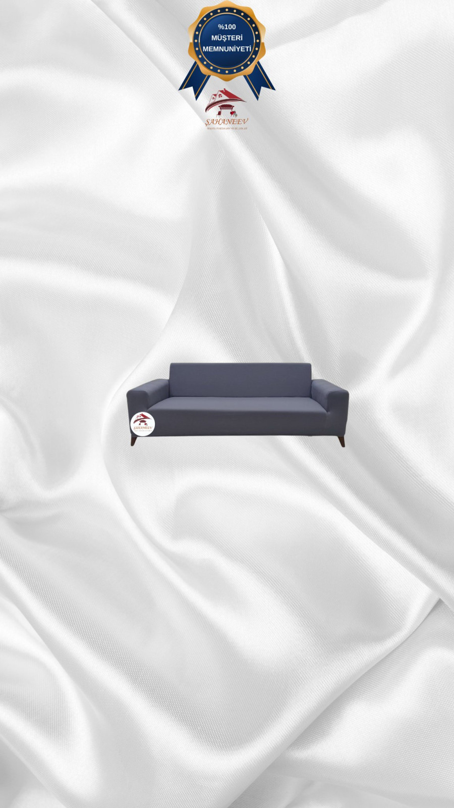 Mikro Kumaş Lastikli Giydirme Koltuk Örtüsü - Kaymaz Elastik Koltuk Koruyucu Koyu Gri Renk 2'li Set (1 Parça)