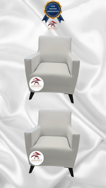 Mikro Kumaş Lastikli Giydirme Koltuk Örtüsü - Kaymaz Elastik Koltuk Koruyucu Krem Renk 1+1 (2 Parça Set)