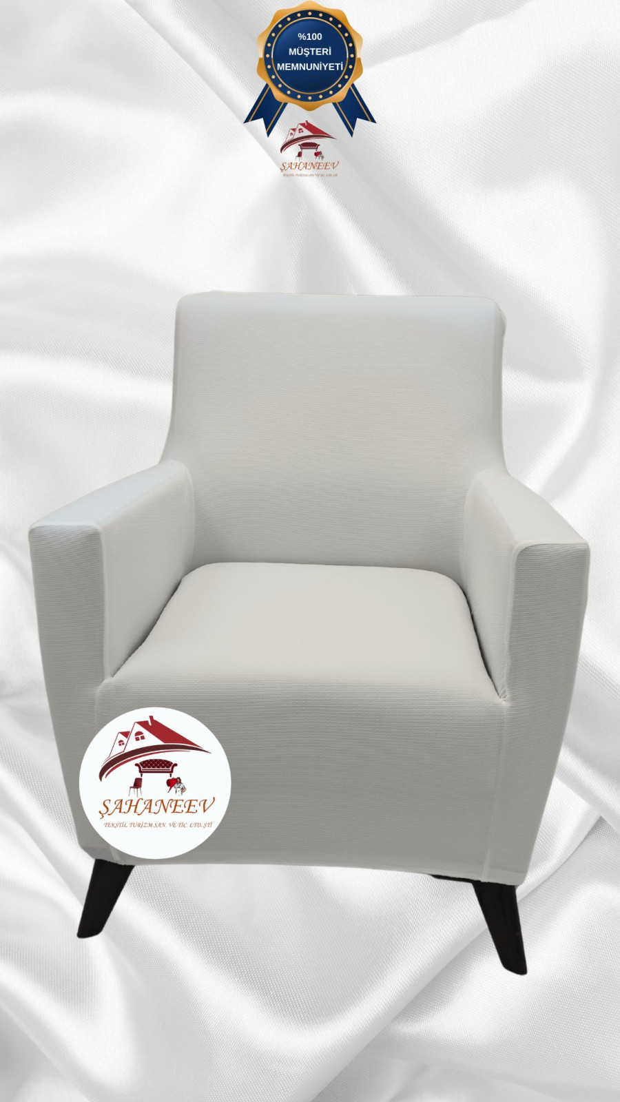 Mikro Kumaş Lastikli Giydirme Koltuk Örtüsü - Kaymaz Elastik Koltuk Koruyucu Krem Renk Tekli (1 Parça) Özel Ölçü