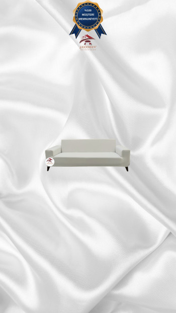 Mikro Kumaş Lastikli Giydirme Koltuk Örtüsü - Kaymaz Elastik Koltuk Koruyucu Krem Renk 2'li Set (1 Parça)