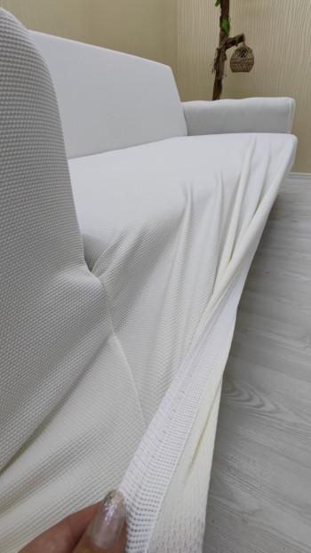 Mikro Kumaş Lastikli Giydirme Koltuk Örtüsü - Kaymaz Elastik Koltuk Koruyucu Krem Renk 3+3+3 (3 Parça Set)