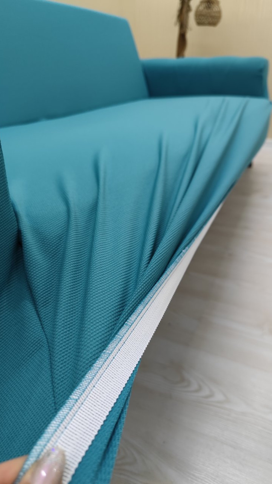 Mikro Kumaş Lastikli Giydirme Koltuk Örtüsü - Kaymaz Elastik Koltuk Koruyucu Mavi Renk 1+1 (2 Parça Set) Özel Ölçü