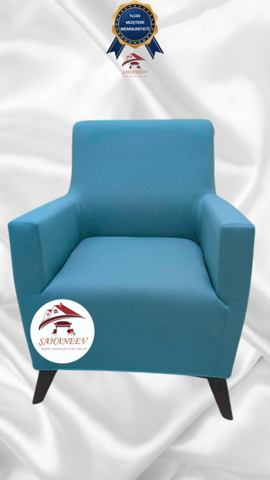 Mikro Kumaş Lastikli Giydirme Koltuk Örtüsü - Kaymaz Elastik Koltuk Koruyucu Mavi Renk Tekli (1 Parça) Özel Ölçü