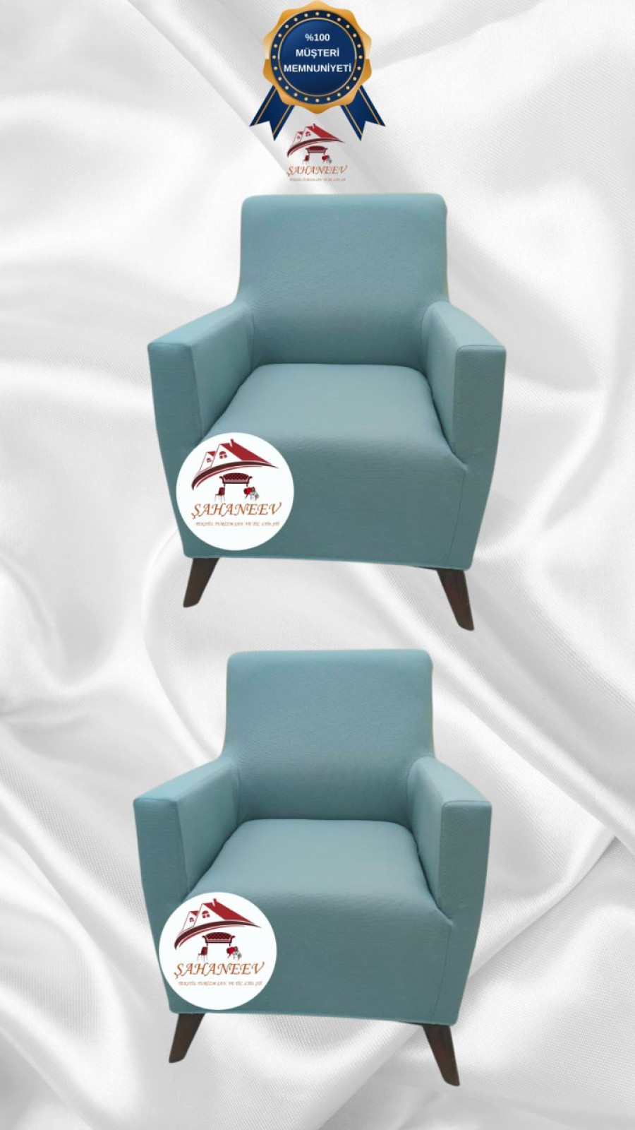 Mikro Kumaş Lastikli Giydirme Koltuk Örtüsü - Kaymaz Elastik Koltuk Koruyucu Mint Renk 1+1 (2 Parça Set)