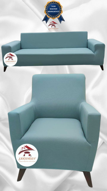 Mikro Kumaş Lastikli Giydirme Koltuk Örtüsü - Kaymaz Elastik Koltuk Koruyucu Mint Renk 3+1 (2 Parça Set)