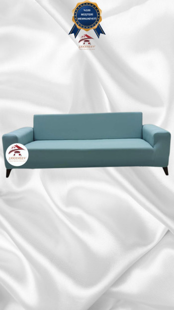 Mikro Kumaş Lastikli Giydirme Koltuk Örtüsü - Kaymaz Elastik Koltuk Koruyucu Mint Renk 3'lü Set (1 Parça)