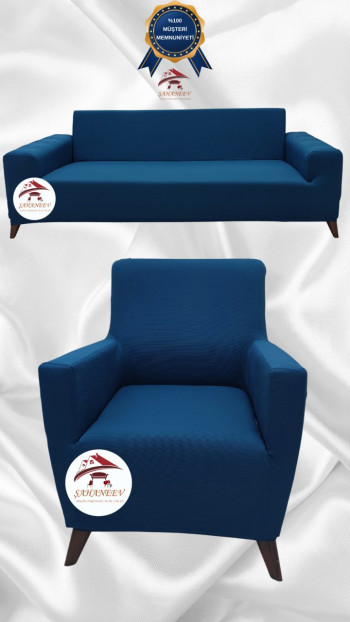 Mikro Kumaş Lastikli Giydirme Koltuk Örtüsü - Kaymaz Elastik Koltuk Koruyucu Petrol Renk 3+1 (2 Parça Set)