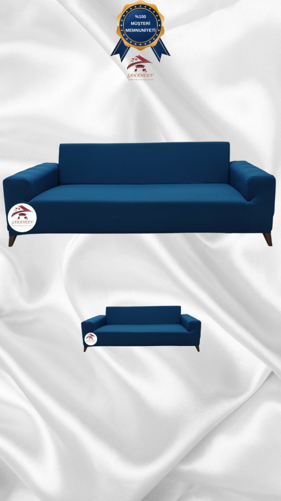 Mikro Kumaş Lastikli Giydirme Koltuk Örtüsü - Kaymaz Elastik Koltuk Koruyucu Petrol Renk 3+2 (2 Parça Set) Özel Ölçü