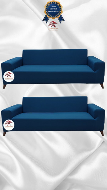 Mikro Kumaş Lastikli Giydirme Koltuk Örtüsü - Kaymaz Elastik Koltuk Koruyucu Petrol Renk 3+3 (2 Parça Set)