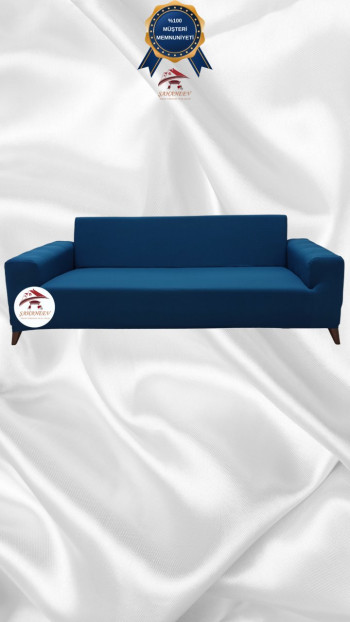 Mikro Kumaş Lastikli Giydirme Koltuk Örtüsü - Kaymaz Elastik Koltuk Koruyucu Petrol Renk 3'lü Set (1 Parça)