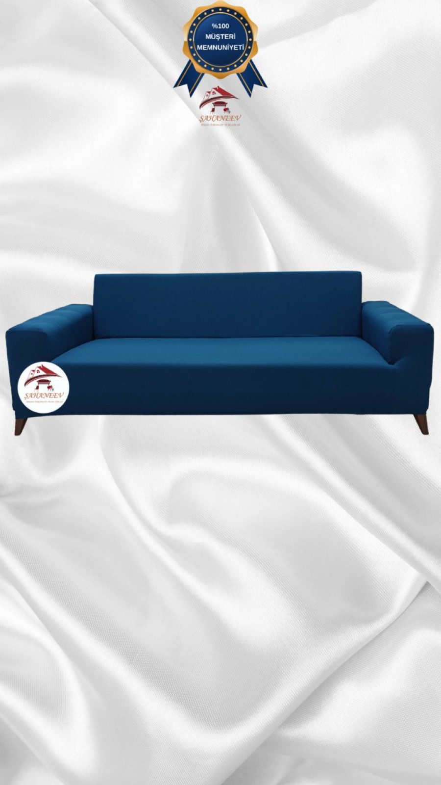 Mikro Kumaş Lastikli Giydirme Koltuk Örtüsü - Kaymaz Elastik Koltuk Koruyucu Petrol Renk 3'lü Set (1 Parça)