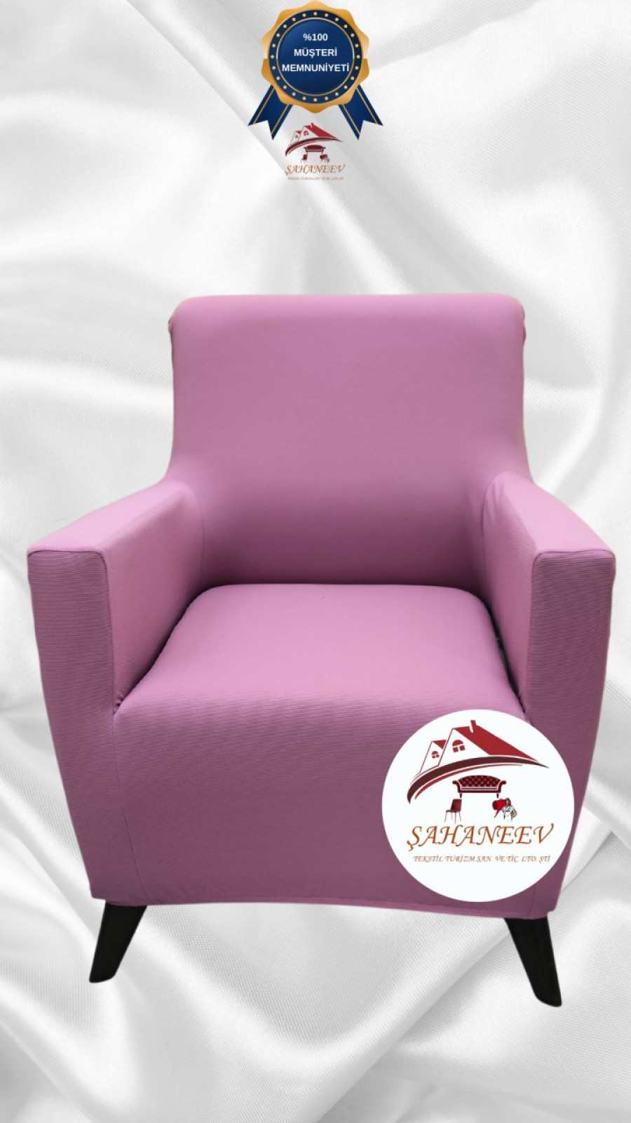 Mikro Kumaş Lastikli Giydirme Koltuk Örtüsü - Kaymaz Elastik Koltuk Koruyucu Pudra Renk Tekli (1 Parça)