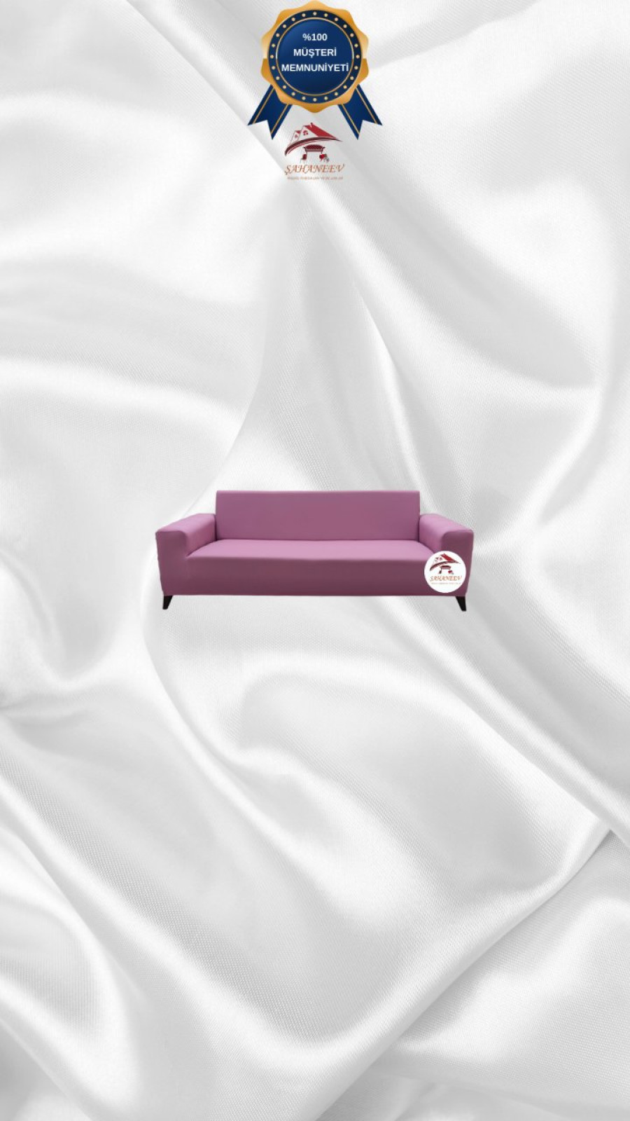 Mikro Kumaş Lastikli Giydirme Koltuk Örtüsü - Kaymaz Elastik Koltuk Koruyucu Pudra Renk 2'li Set (1 Parça)