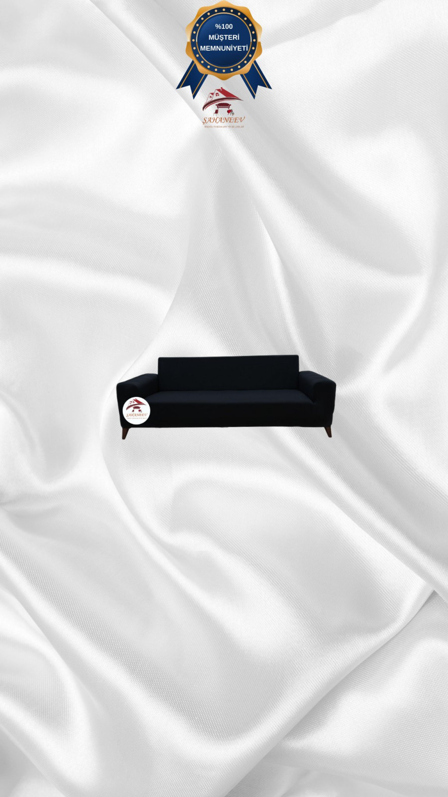 Mikro Kumaş Lastikli Giydirme Koltuk Örtüsü - Kaymaz Elastik Koltuk Koruyucu Siyah Renk 2'li Set (1 Parça)