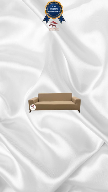 Mikro Kumaş Lastikli Giydirme Koltuk Örtüsü - Kaymaz Elastik Koltuk Koruyucu Sütlü Kahve Renk 2'li Set (1 Parça)