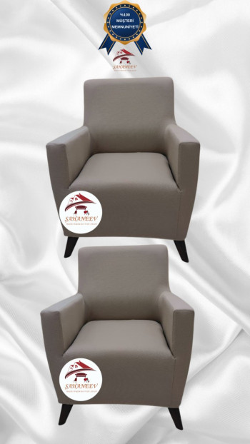 Mikro Kumaş Lastikli Giydirme Koltuk Örtüsü - Kaymaz Elastik Koltuk Koruyucu Vizon Renk 1+1 (2 Parça Set)