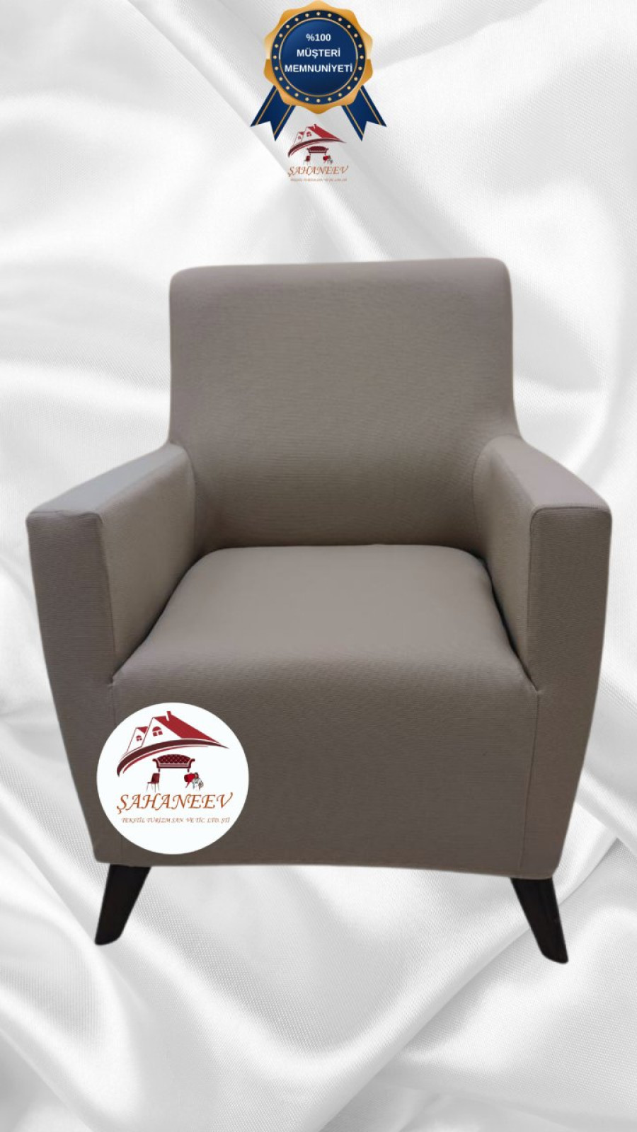 Mikro Kumaş Lastikli Giydirme Koltuk Örtüsü - Kaymaz Elastik Koltuk Koruyucu Vizon Renk Tekli (1 Parça) Özel Ölçü