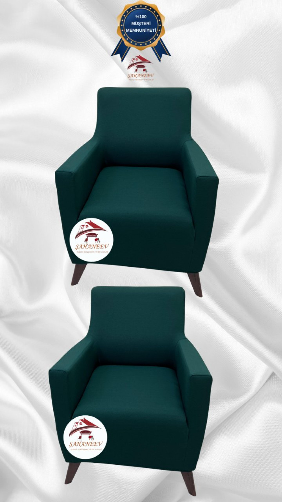 Mikro Kumaş Lastikli Giydirme Koltuk Örtüsü - Kaymaz Elastik Koltuk Koruyucu Zümrüt Yeşili Renk 1+1 (2 Parça Set) Özel Ölçü