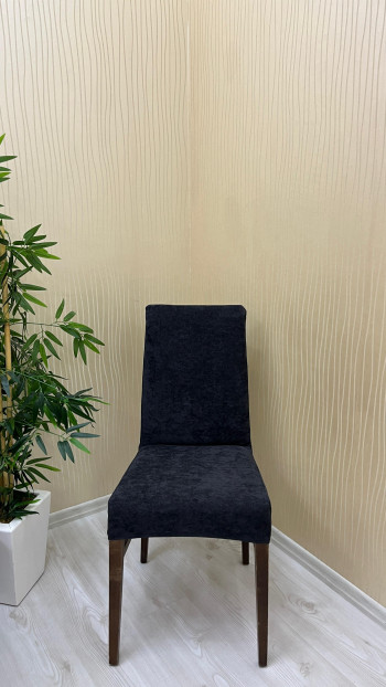 Baby Face Kumaş Lastikli Sandalye Örtüsü - Kaymaz Esnek Sandalye Koruyucu Antrasit Renk Bir Adet Sandalye Örtüsü