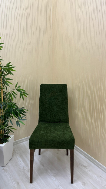 Baby Face Fabric Elastic Chair Cover - Premium Velvet Chair Protector Khaki Green Color Four Chair Covers