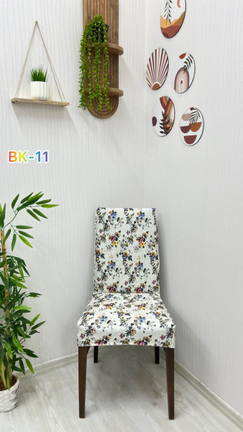 Printed Velvet Chair Cover - Elastic Stretch Chair Protector Model BK-11 Color Six Chair Covers
