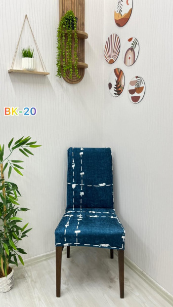 Printed Velvet Chair Cover - Elastic Stretch Chair Protector Model BK-20 Color Six Chair Covers