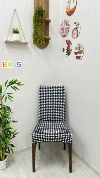 Printed Velvet Chair Cover - Elastic Stretch Chair Protector Model BK-05 Color Three Chair Covers