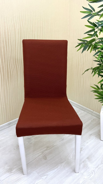 Mikro Kumaş Lastikli Sandalye Örtüsü - Kaymaz Esnek Sandalye Koruyucu Kiremit Renk İki Adet Sandalye Örtüsü