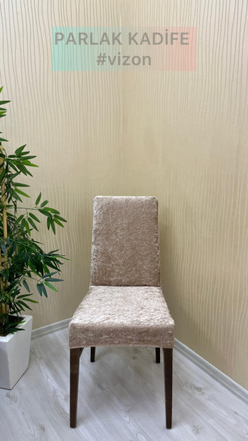 Shiny Velvet Fabric Standard Chair Cover - Sparkling Luxury Chair Protector Mink Color One Chair Cover