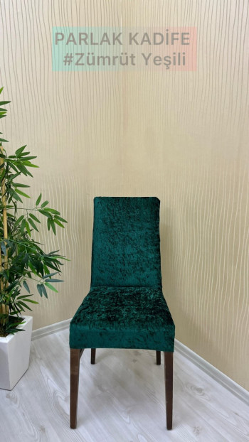 Shiny Velvet Fabric Standard Chair Cover - Sparkling Luxury Chair Protector Emerald Color One Chair Cover