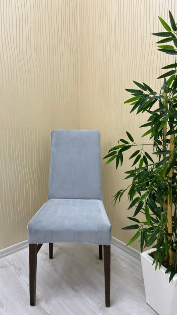 Italian Suede Fabric Chair Cover - Elastic Velvet Chair Protector Light Gray Color Five Chair Covers