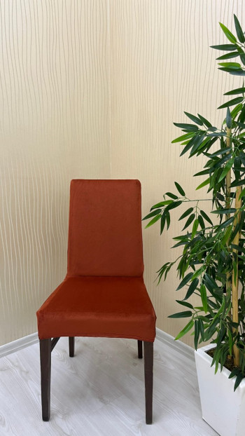 Italian Suede Fabric Chair Cover - Elastic Velvet Chair Protector Brick Color Four Chair Covers
