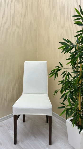 Italian Suede Fabric Chair Cover - Elastic Velvet Chair Protector Cream Color Three Chair Covers