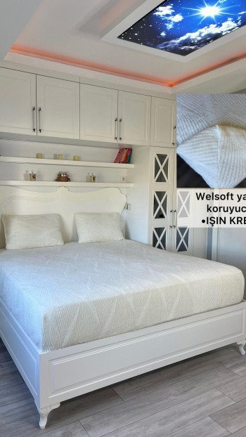 Işın Model Welsoft Mattress Protector Set - Indispensable Soft Cover for Winter Months Cream Color